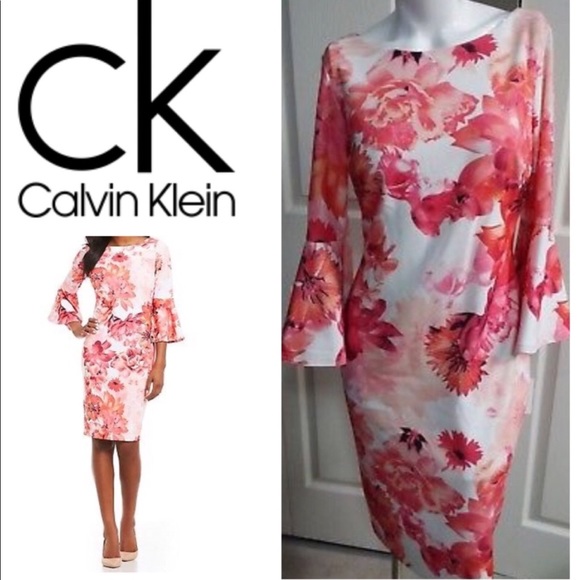 Calvin Klein Dresses & Skirts - Calvin Klein Floral Bell Sleeve Dress